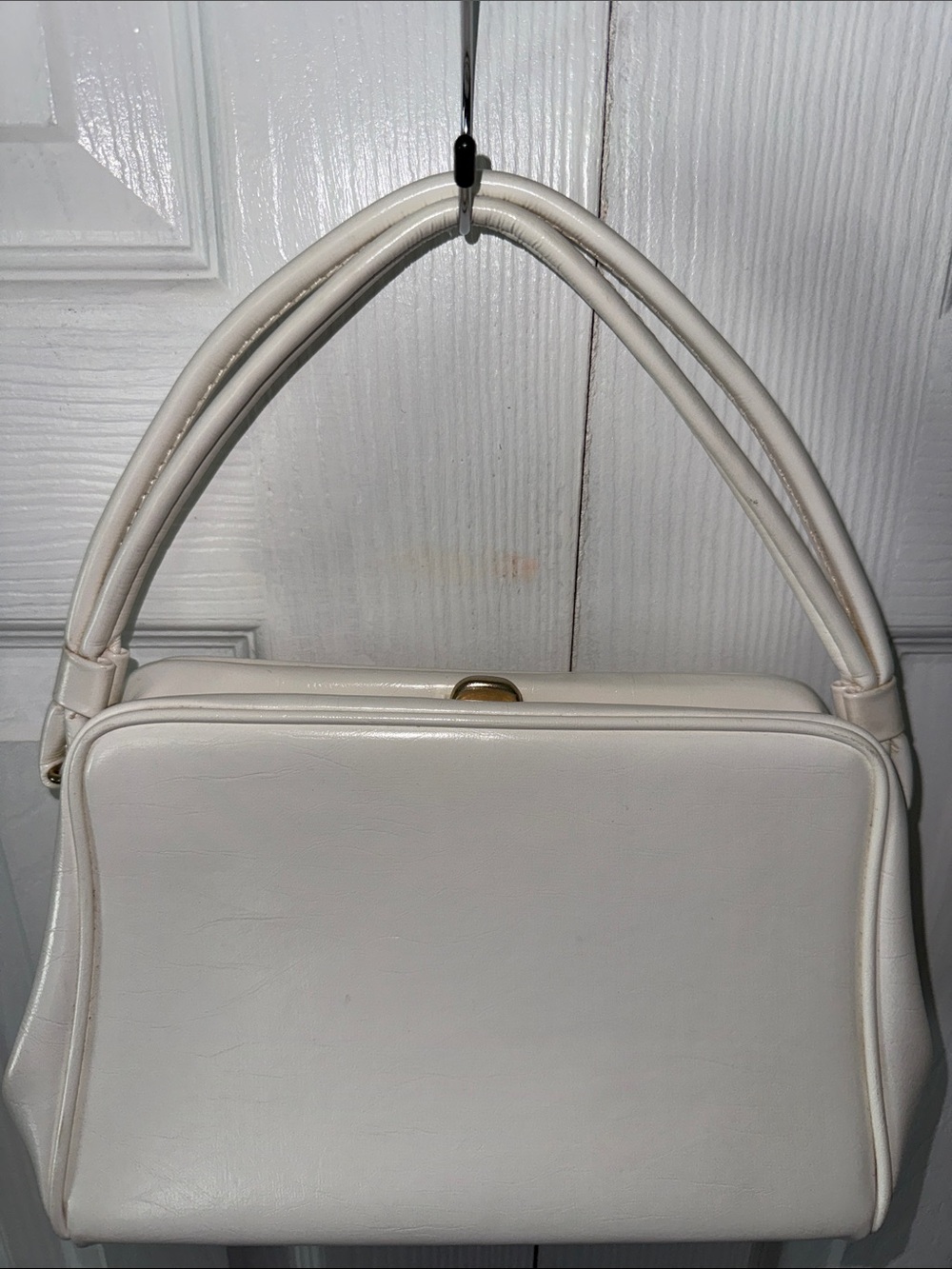 Vintage 60s White Structured Top-handle Handbag